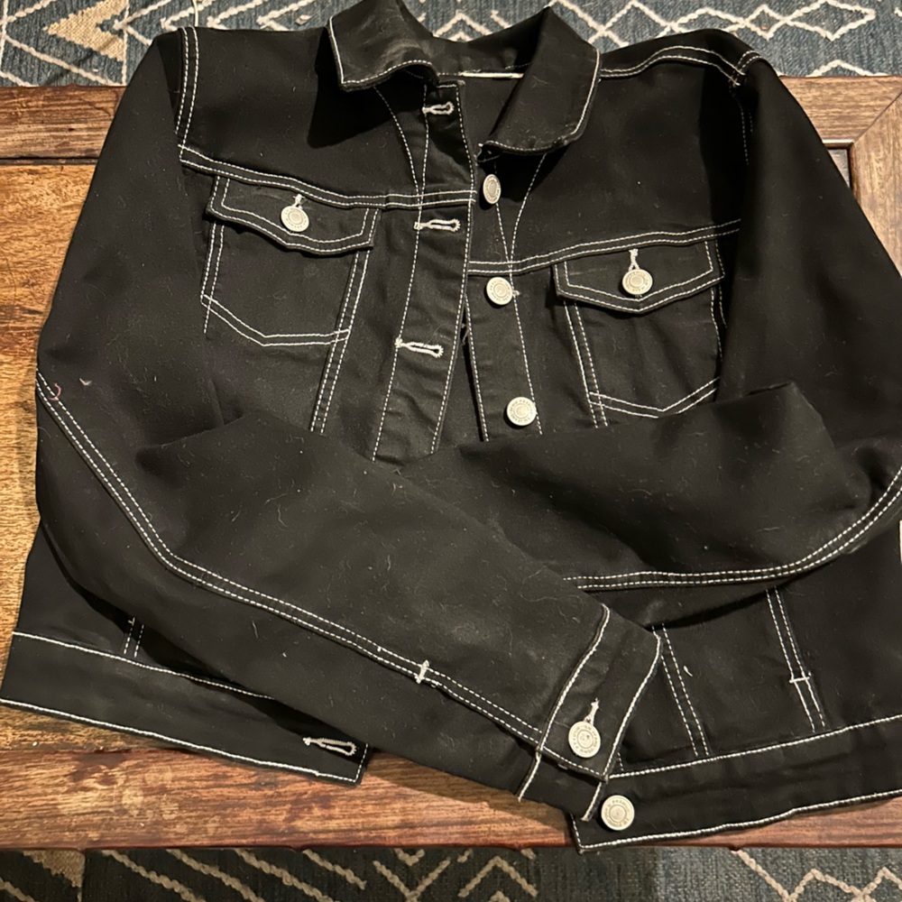Black biker jacket denim never worn